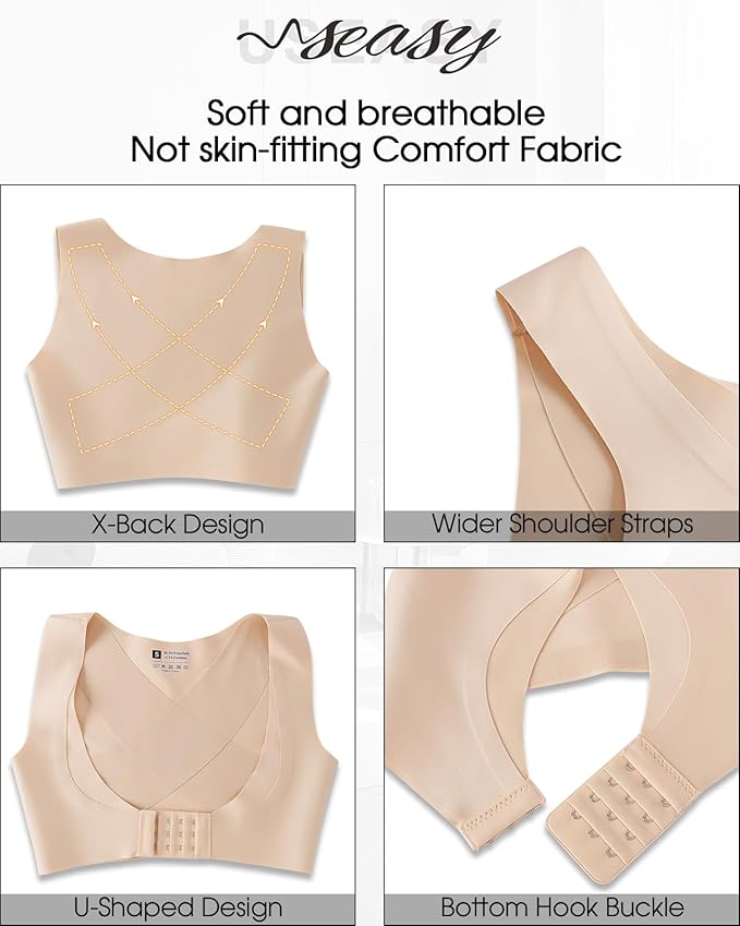 Front Closure Chest Brace Up for Women Lightweight Posture Corrector Sleeveless Slimming Back Brace Support Shaper