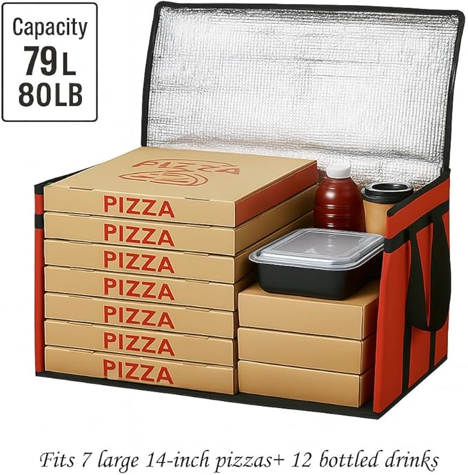 Bodaon Large 2-Pack Insulated Food Delivery Bag, XXXL Grocery Shopping/Catering/Pizza Cooler Bags, Dashers Door Dash Accessories, Cold/Hot Styrofoam Carrier for Doordash/Travel/Shopping/Catering/Car