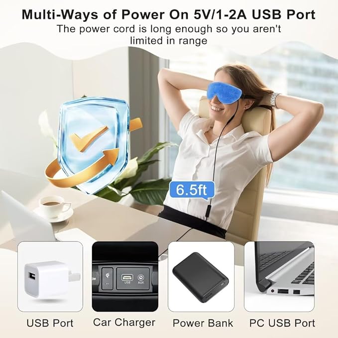 KOVNLO Heated Eye Mask, Washable USB Electric Moist Heat Warm Compress for Eyes, Eye mask with Flaxseed for Dry Eyes, Blepharitis, Chalazion, MGD, Stye Eye Treatment