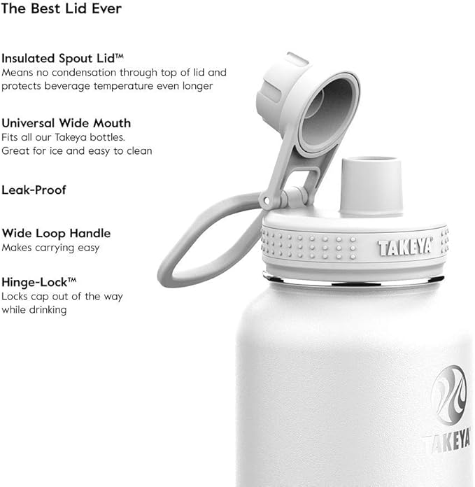 Takeya Actives Water Bottle with Spout Lid - Bottle with Double Stainless Steel Insulation - Dishwasher Safe & BPA-Free - Bottle with Spout Lid & Removable Bumper - 24 oz, Lilac