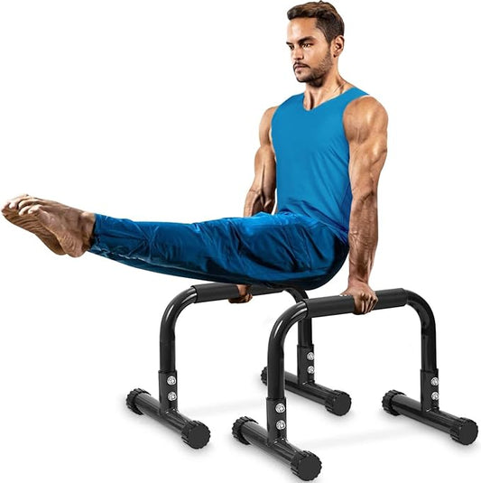 TABEKE Push Up Bar, 12" High Parallettes Bars & Dip Bar With Full-Cover Foam Handles, No Wobbling Calisthenics Equipment For Handstand, L-Sit, Gymnastics, Strength Training Home Gym