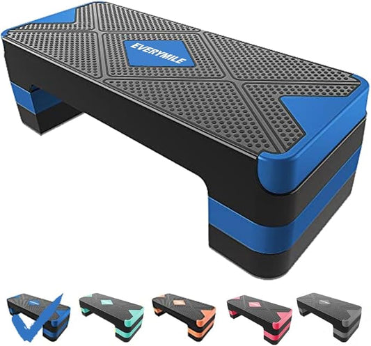 EVERYMILE Aerobic Exercise Step, Adjustable Aerobic Stepper for Exercise, Workout Step Platform, Step Up Box, 26.5" Step Deck with 4” 6” 8” Adjustable Height Risers, Women Home Gym Fitness