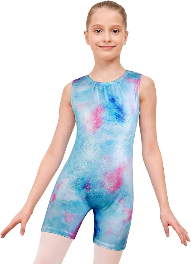 EQSJIU Leotards for Girls Gymnastics Sleeveless Sparkly Toddler Tumbling Outfits Dance Clothes Biketards for Kids 1-10 Years