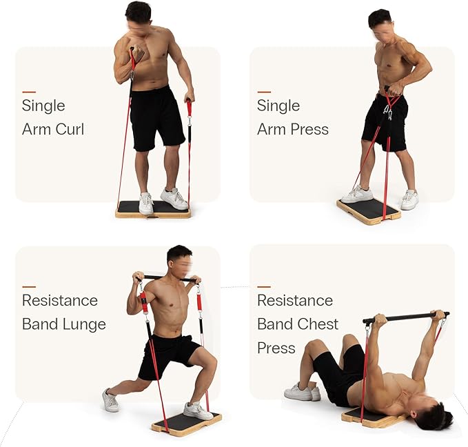 StrongTek Resistance Bands Training Board, Bamboo Exercise Platform (24" x 12.5" x 1.6"), Non-Slip Grip & Feet, No Assembly, Supports 1000 lbs for Strength & Full-Body Workouts