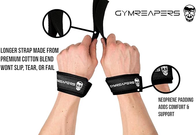 Gymreapers Lifting Wrist Straps for Weightlifting, Bodybuilding, Powerlifting, Strength Training, & Deadlifts - Padded Neoprene with 18 inch Cotton