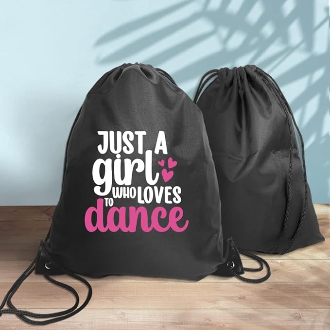 Haizct Just a Girl Who Loves to Backpack, Unisex Drawstring Backpack Bag for Gym Shopping Sport Yoga Dance Rehearsal, Great Gift for Ballet Dancer Actor Actress