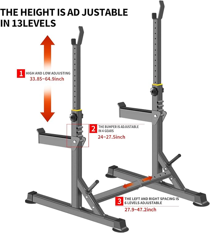 Adjustable Squat Rack,Multi-Function Barbell Rack for Weight Lifting and Home Gym Fitness Workout Portable Squat Bench Press