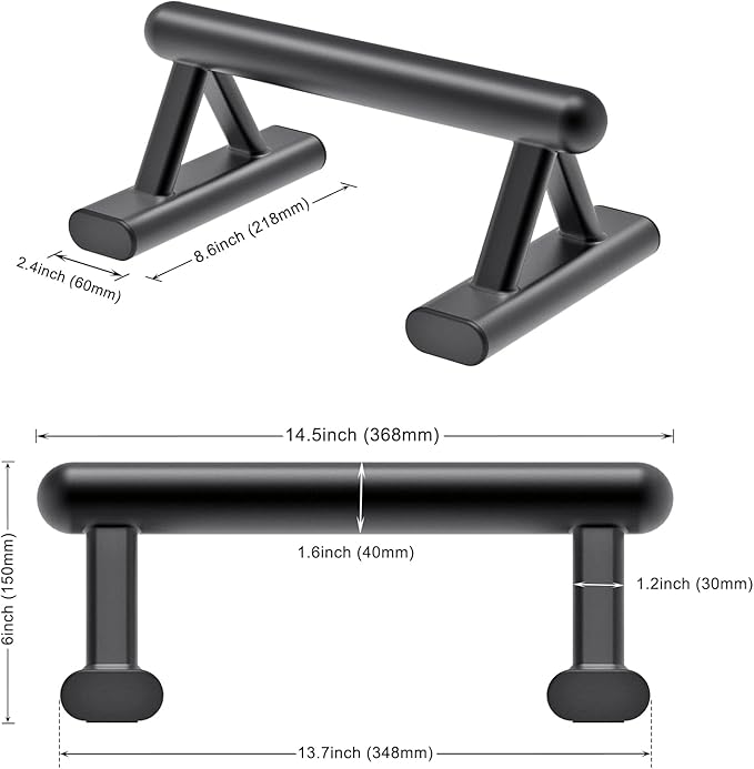 SELEWAERE Parallettes Floor Workout Push Up Handles Non-Slip Pushup Bars Handstand Bars for Calisthenic Fitness Sturdy Steel Tubing, Load up to 600 lbs