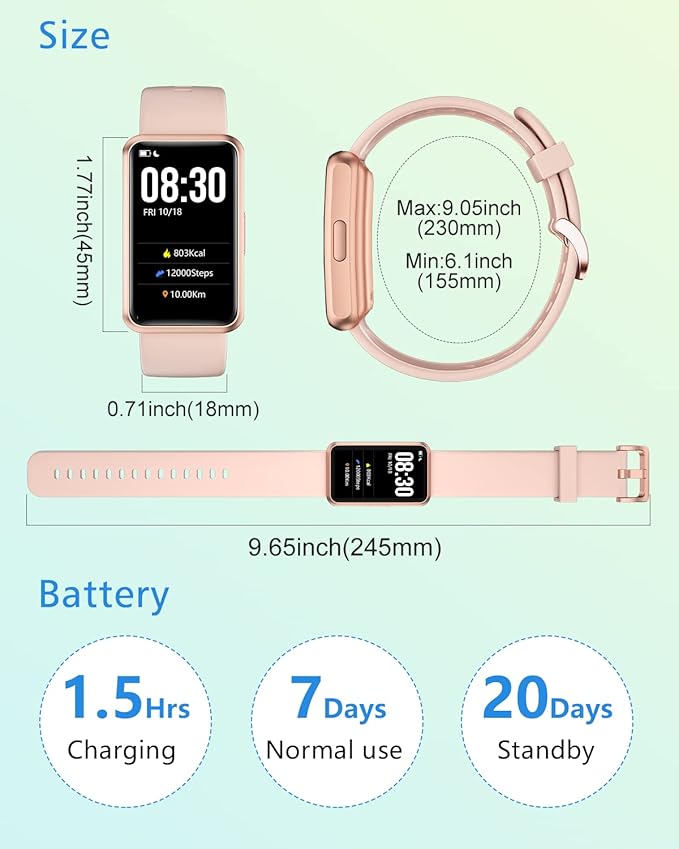 Fitness Tracker No Bluetooth No APP/Phone Required, Fitness Watch for Men Women Parents Pedometer Watch with Sleep Tracker Steps Counter Alarm Clocks IP68 Waterproof (Pink)