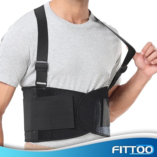 FITTOO Working Lumbar Lower Back Brace Support Belt with Adjustable Straps - Back Pain Relief, Injury Recovery, Heavy Lifting Support, Back Brace with Suspenders