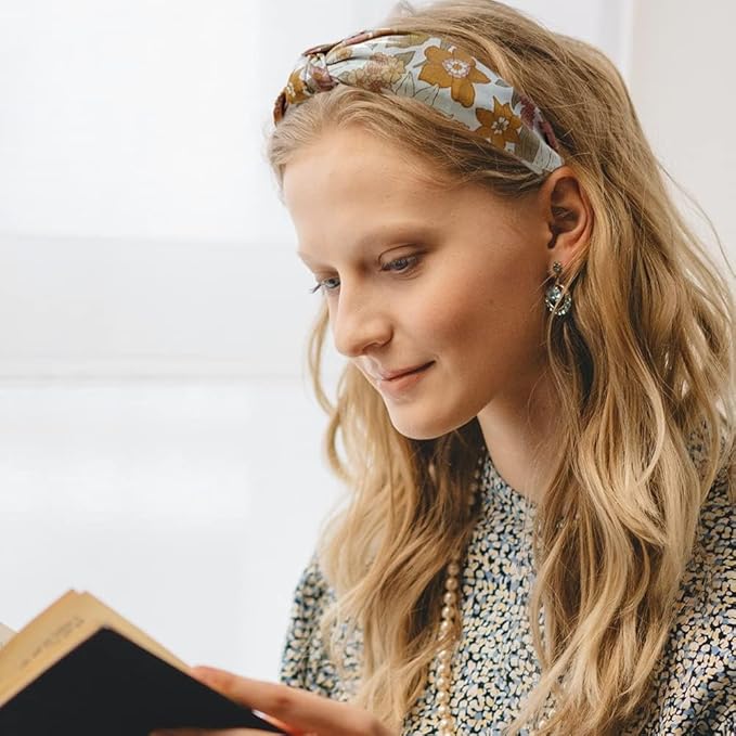 Madison Tyler Boho Headbands - Top Knot With Rhinestones, Elastic, Non Slip - Outdoor & Party