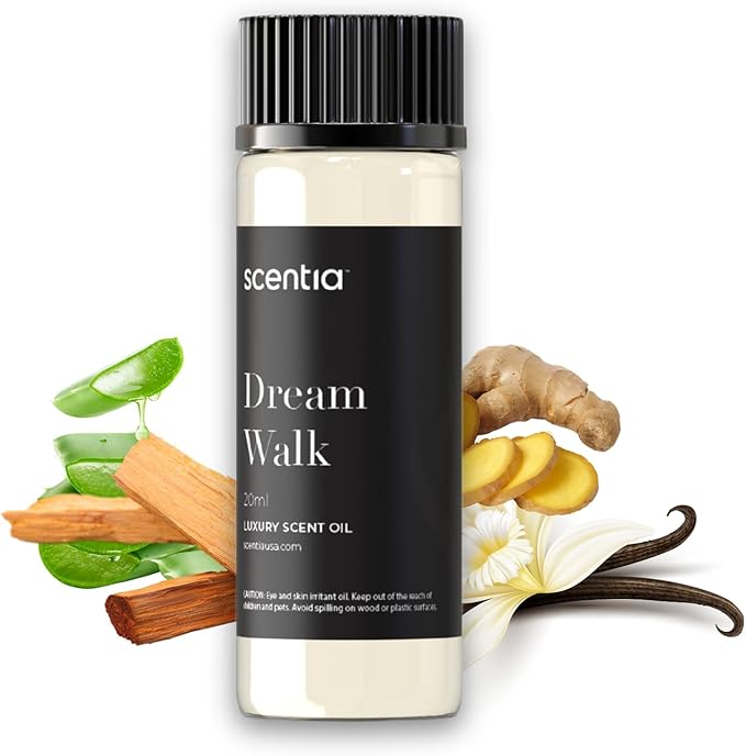Scentia Hotel Diffuser Oil Inspired by The Hotel Scent - 20 ml 0.67 fl oz - Essential Oil Blend White Tea, Cedarwood & Amber Notes for Aromatherapy Diffusers and Humidifiers - Dream Walk