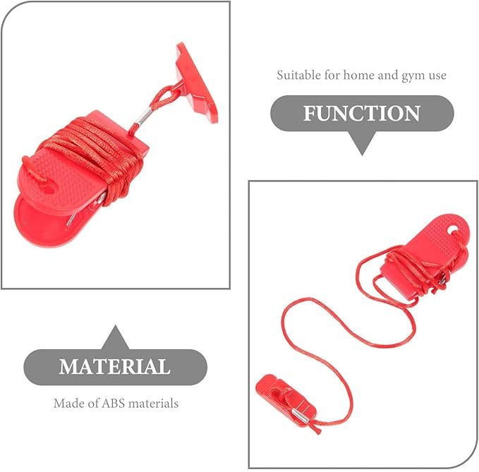 Treadmill Universal Safety Key Treadmill Magnet Lock Fitness Replacement Kit Sports Treadmill Emergency Stop for Running Machine Accessories Red