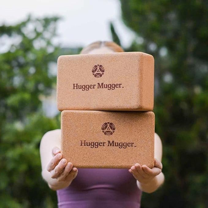 Hugger Mugger Cork Yoga Block - Naturally Grippy Texture, Durable, Made from Renewable Cork, Rounded Edges for Comfort, Great for Sweaty Hands BL-CORK