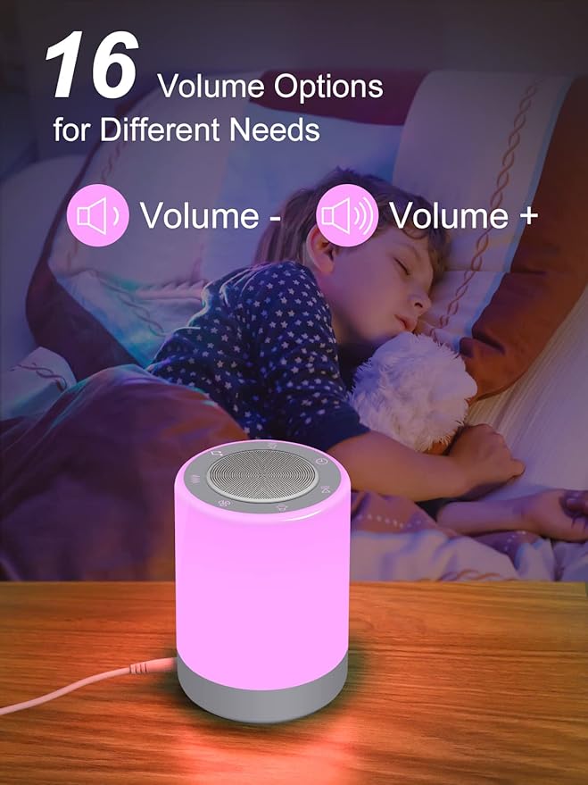 Sound Machine,White Noise Machine for Baby with Night Light, 32 High Fidelity Sounds,Plug in,5 Timers & Memory Feature, Noise Machine for Baby Kids Adults,Home