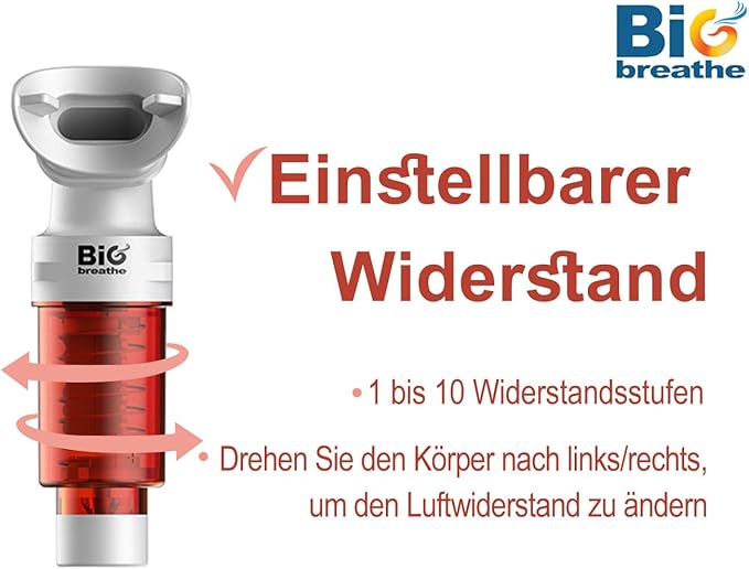 Bigbreathe IMT High(Red) | Inspiratory Muscle Trainer for Better Sports Performance and Ability, Breathing Training Device, Compact and Washable