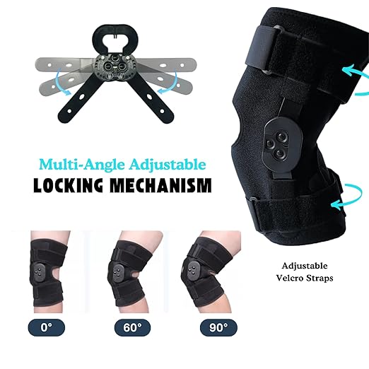 Hinged Knee Brace for Women/Men - Adjustable Knee Immobilizer with Locking Side Stabilizers for ACL/PCL/MCL Ligament Injuries, Meniscus Tear, Arthritis, Post Surgery Recovery