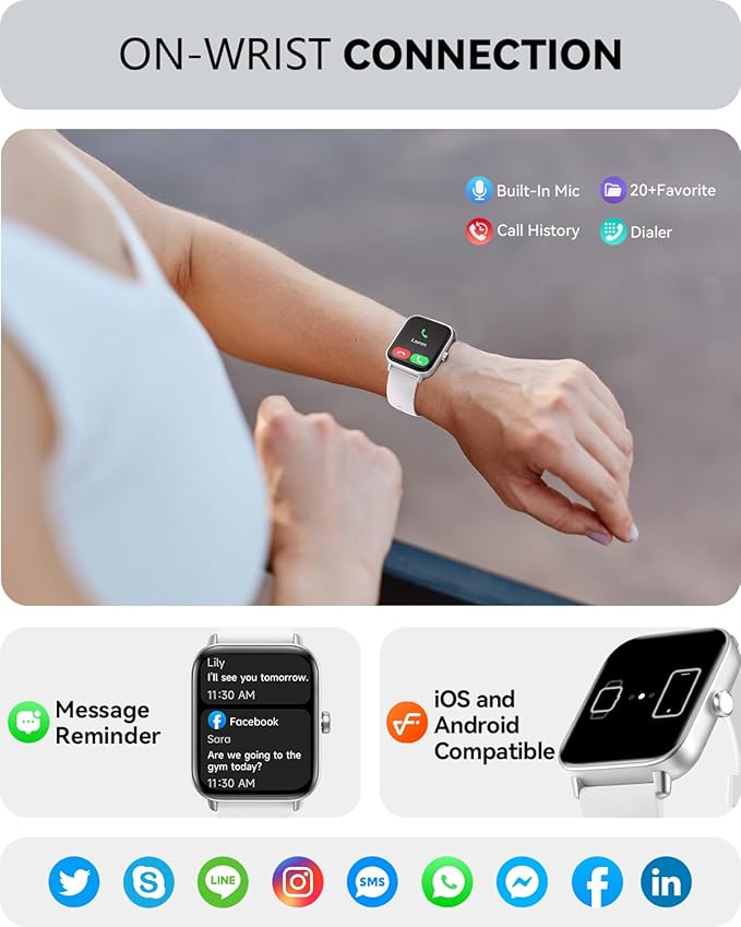 aeac Smart Watches for Women Men Android & iPhone, Alexa Built-in, 1.8" Touch Screen Fitness Tracker with Answer/Make Calls, IP68 Waterproof Heart Rate/Sleep/SpO2 Monitor, Pedometer, 110+ Sport Modes