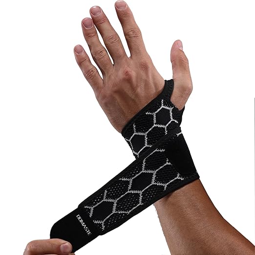 Sport Slim Wrist Wrap - Wrist Brace for Carpal Tunnel Relief, Neoprene-Free Compression Wrist Support for Workout, Adjustable Wrist Guards Fit Right Left Hand(Black, Pack of 1)