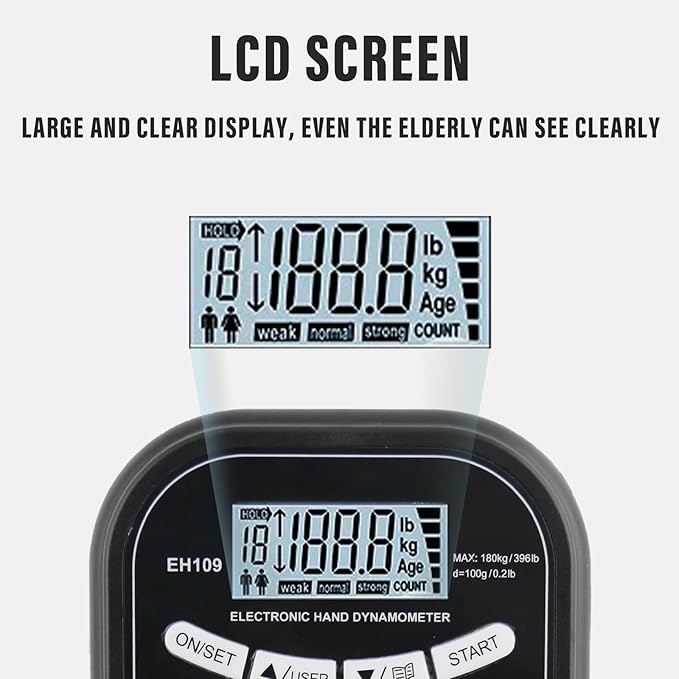 Captain Grip Strength Tester and Trainer Set – Electronic Hand Dynamometer (400lbs/180kg) & Adjustable Resistance Grip，Electronic Counting Grip