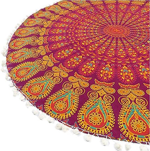 Eyes of India - Mandala Floor Pillow Cover Meditation Cushion Seating Throw Hippie Round Colorful Decorative Bohemian Indian Pouf Ottoman Handmade Cover ONLY (A1 Burgundy, 32" x 32")