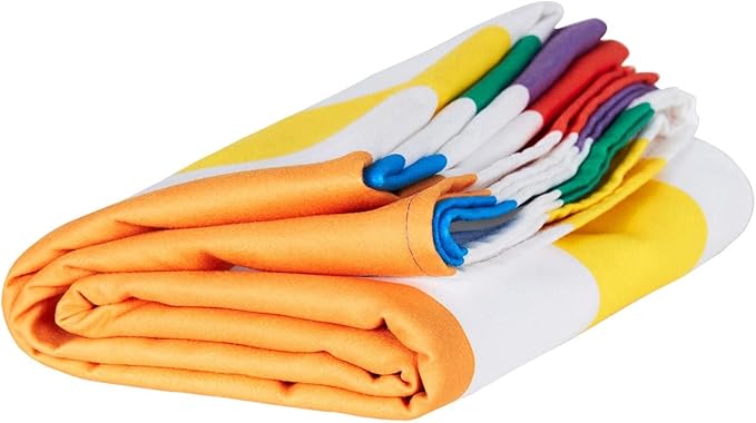Dock & Bay Beach Towel - Quick Dry, Sand Free - Compact, Lightweight - 100% Recycled - Includes Bag - Summer - Rainbow Skies - Large (160x90cm, 63x35)