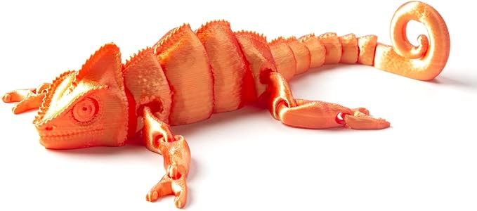 3D Printed Articulated Chameleon Fidget Toy - 12Inch PLA Flexible 3D Lizard Figurine with Movable Joints, Stress Relief Desk Decor & Unique Gift for Reptile Lovers, Kids & Adults