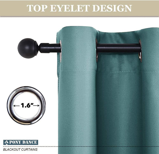 PONY DANCE Blackout Curtain Panels - Energy Saving Room Darking Drapes with Grommet Top Window Treatments for Bedroom & Living Room, 42 inch Wide by 54 Long, Sea Teal, Sold as 2 Panels