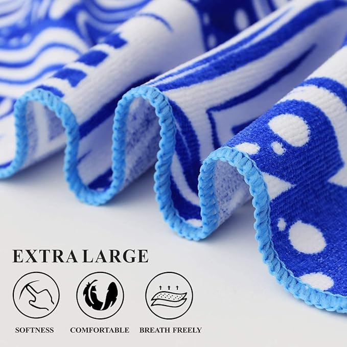 Genovega 2 Packs Oversized Terry Beach Towel 36 x 72 in Soft Extra Large Long Pool Swim Towels Clearance XL Big Travel Blanket Must Haves Vacation for Adult Essentials