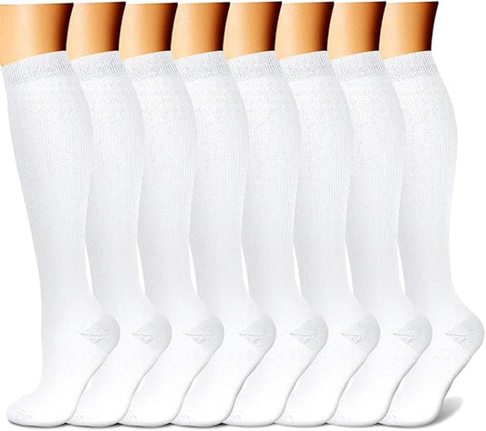 CHARMKING Compression Socks for Women & Men Circulation (8 Pairs) 15-20 mmHg is Best Support for Athletic Running,Hiking