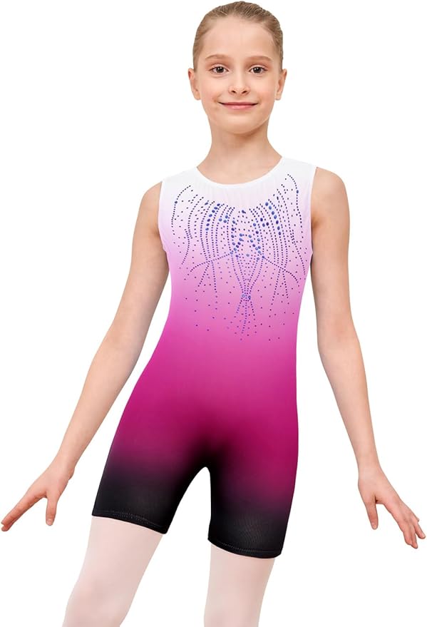 EQSJIU Leotards for Girls Gymnastics Sleeveless Sparkly Toddler Tumbling Outfits Dance Clothes Biketards for Kids 1-10 Years