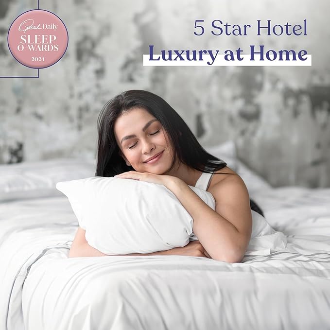 FluffCo Zen Down Alternative Standard Size Pillow with Soft Microfiber Fill - Plush Cloud-Like Comfort for Side & Back Sleepers - Hypoallergenic Bed Pillow for Deep Sleep & Neck Support