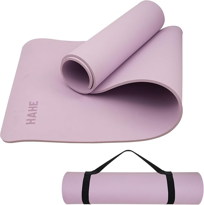 HAHE Yoga Mat Thick (8MM,1/3"), Eco-Friendly POE Non Slip Yoga Mat, High Rebound & Shock Absorption, Anti-Tear & Sweat-Resistant for Yoga, Fitness, Home, Workouts, Large Pilates Mats 72"x24" with Carrying Strap