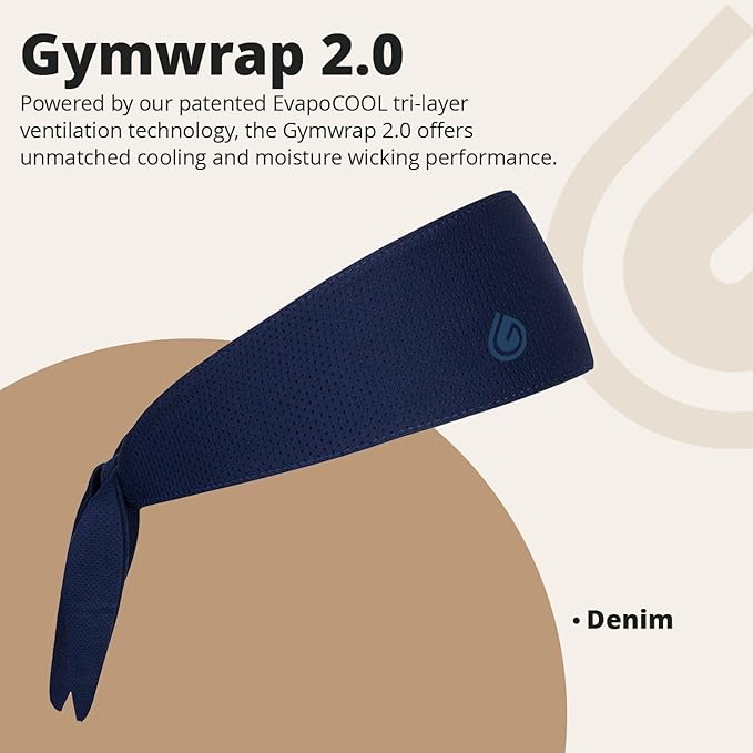 2.0 by Gymwrap - Sweat-Wicking Workout Headband for Women & Men - Adjustable Headband for Sports, Running & Outdoors
