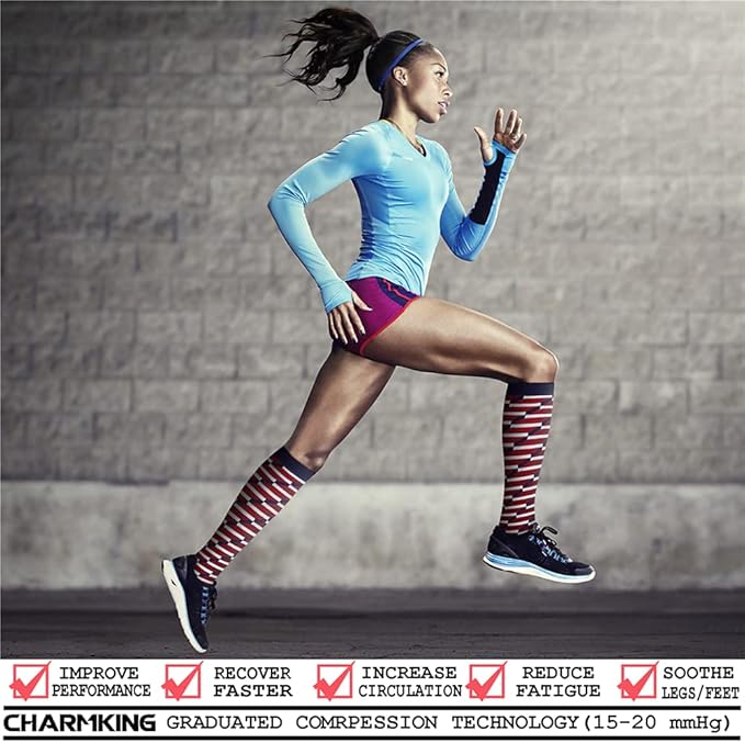 CHARMKING Compression Socks for Women & Men Circulation (8 Pairs) 15-20 mmHg is Best Support for Athletic Running,Hiking