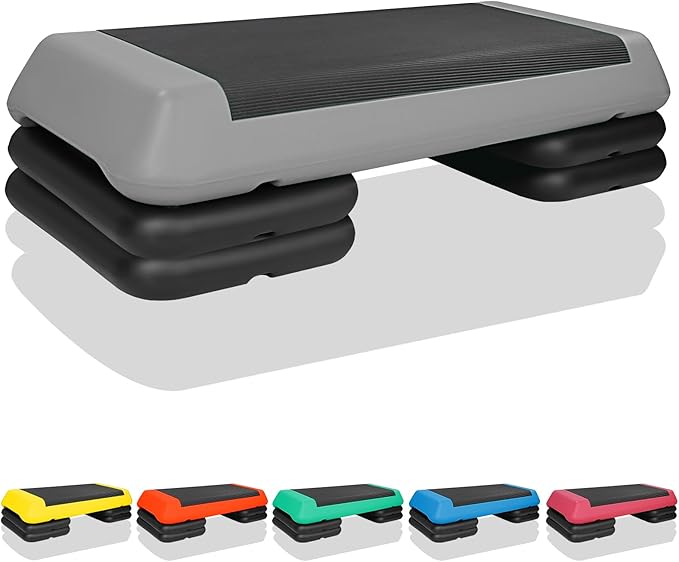Exercise Workout Aerobic Step Platform Trainer, 28.5" Aerobic Stepper with 4"-6"-8" Adjustable Height Risers