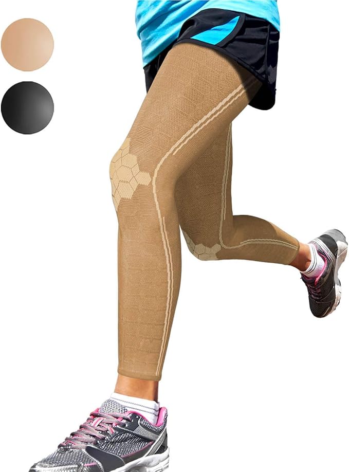 Sparthos Leg Compression Sleeves - Aid in Recovery and Support Active Lifestyle - Innovative Breathable Elastic Blend - Anti Slip, Day & Night Wear