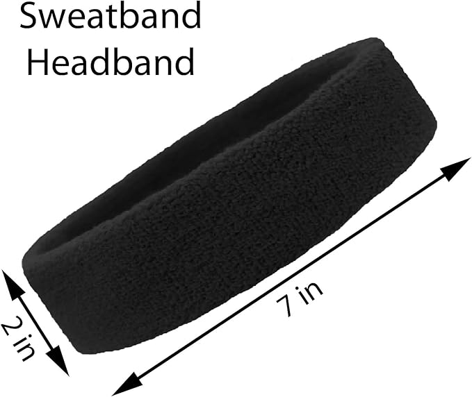 12 Sweatbands Cotton Sports Headbands Terry Cloth Moisture Wicking Athletic Basketball Headband by Kenz Laurenz