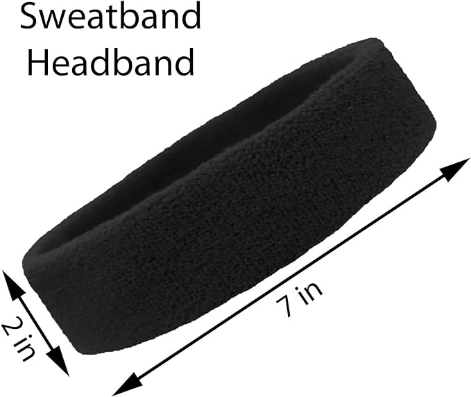 12 Sweatbands Cotton Sports Headbands Terry Cloth Moisture Wicking Athletic Basketball Headband by Kenz Laurenz