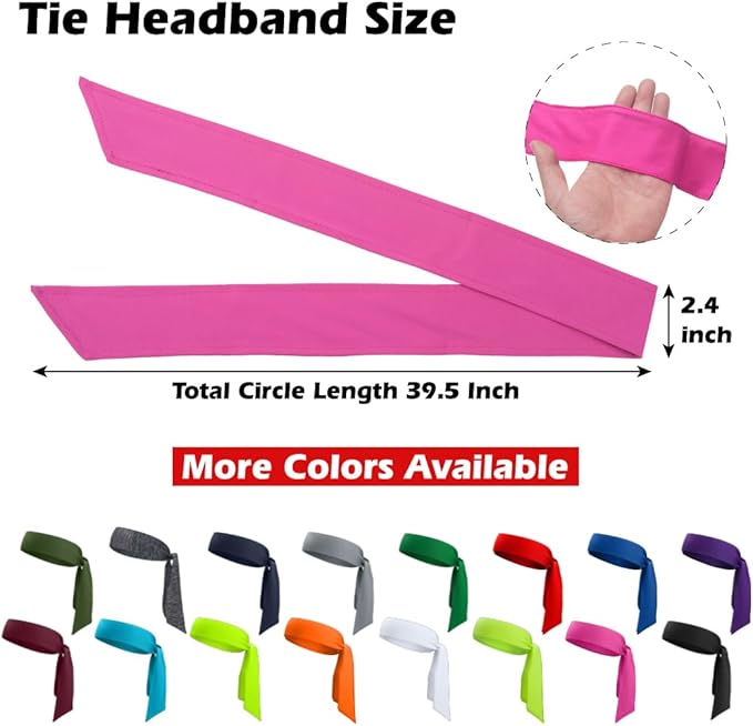 ONUPGO 18Pcs Head Ties for Men Women, Adjustable Headbands Sports Sweatband Ninja Ties Head Band, Sweat Wicking Workout Headband for Sports, Running, Tennis, Yoga, Soccer, Karate