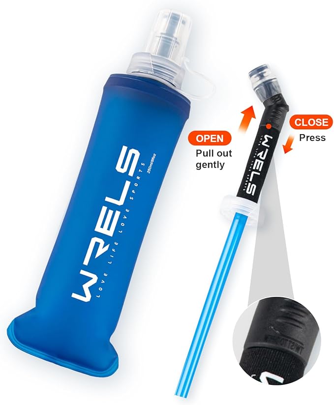 Folding Soft Flask Portable Collapsible Running Lightweight Water Bottle for Outdoor Sports,Travel with Mouthpeice Cover