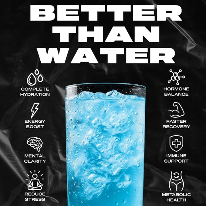 Electrolyte & Vitamin Supplement Powder, Drink Mix with B12, L-Theanine, D3, K2, Zinc, Magnesium, Potassium, Supports Calm Focus & Energy, Blue Raspberry, 15 Pack