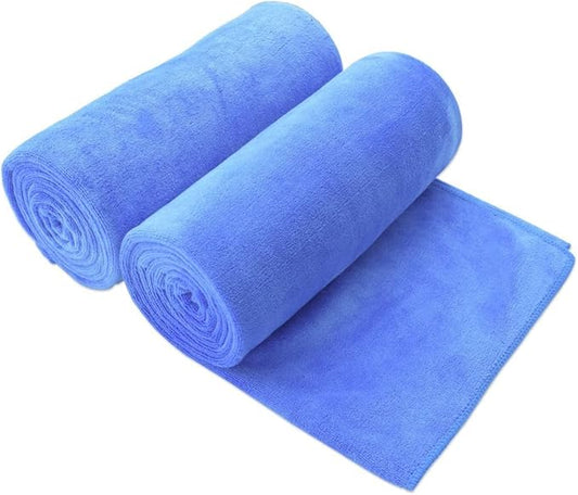 JML Microfiber Bath Towels, Bath Sheet 2 Pack 35" x 70", Oversized, Soft, Super Absorbent and Fast Drying, Extra Large Bathroom Towels for Body, Sports, Fitness, Yoga, Blue