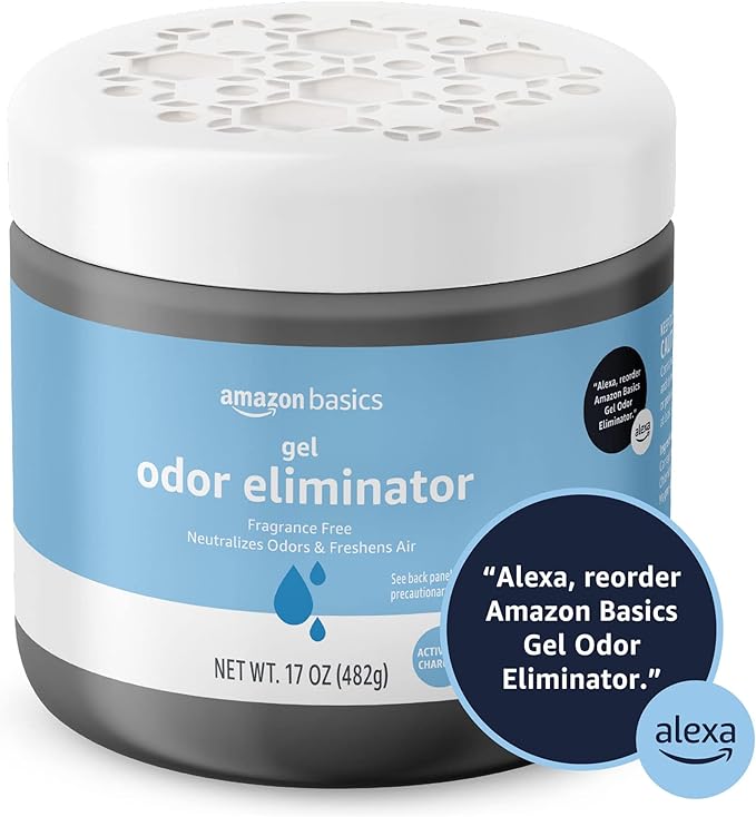 Amazon Basics Gel Odor Eliminator, Activated Charcoal, Fragrance Free, 17 Oz, Pack of 2