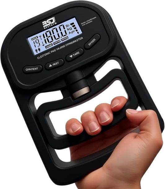 Hand Grip Strength Tester Trainer, 396lbs/180kg Hand Grip Dynamometer with LCD Display, Ideal for Sports, School, and Home Use(Battery Version)