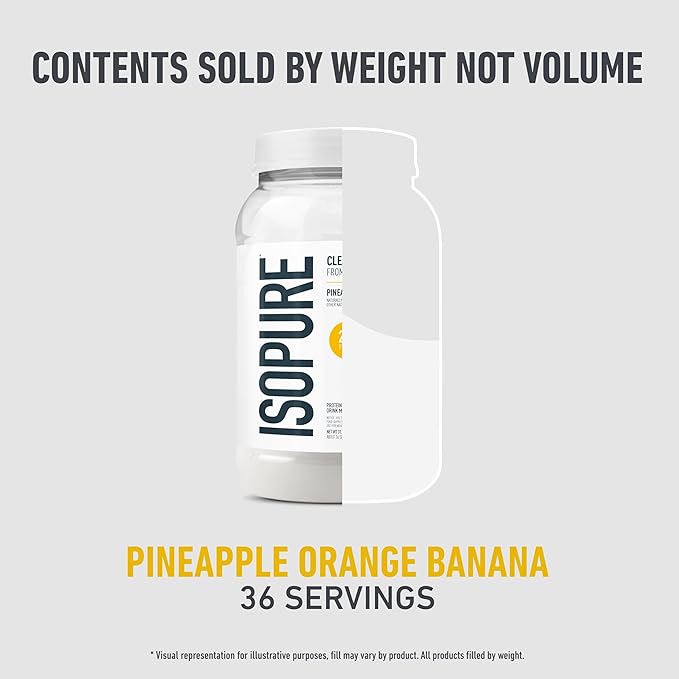 Isopure 100% Pure Whey Isolate Protein Powder Infusions, Lactose Free, Gluten Free, Naturally Flavored, Pineapple Orange Banana, 20g Protein Per Serving, 1.9 Lb, 36 Servings