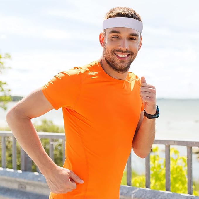 Bememo 12 Pcs Sweatbands Sport Headbands for Men & Women Basketball Headband Sport Competitions Sweat Headbands Running Terry Cloth Moisture Wicking for Yoga,Tennis,Gym,Exercise