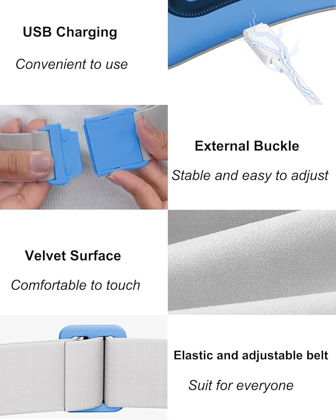 Electric Heating Pad, Portable Cordless Menstrual Heating Pad with 4 Heat Levels and 4 Massage Modes, Fast Large Heating Belly Wrap Belt (SkyBlue)