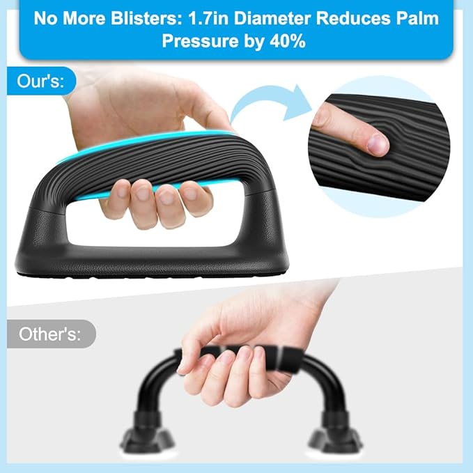 BeneLabel Push Up Bars Black Pushup Handles with Bottom Anti-Slip Pad Push Up Handles for Floor Soft Plastic Strength Training Pushup Stands with Comfortable Grip