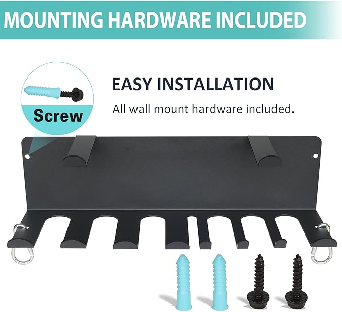 Multi-Purpose Gym Storage Rack Resistance Bands Holder Home Gym Accessories Storage Fitness Bands Rack Heavy Duty Hooks for Resistance Bands, Straps, Jump Ropes, Foam Rollers, Chains